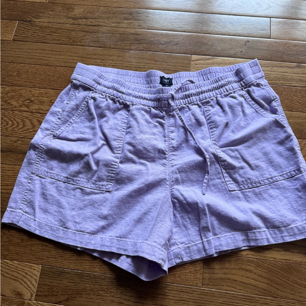 J. Crew factory lavendar linen blend pull-on shorts size M